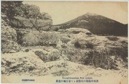 旅順東鶏冠山堡塁より望台砲の遠景