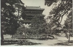 （奉天北陵）老松盤据たる中に聳ゆる隆恩門