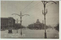 （大連）埠頭附近より見たる街路樹整然たる街衢（山縣通と寺内通）