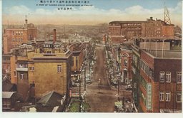 大連の商店街浪速町通り夕景の壮観