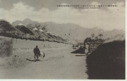 圓形の穀倉を連ねた焼酎屋・下板城附近の春景色