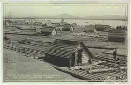 (満州情景)　水上の街・・・・・・鴨緑江の筏の雲集