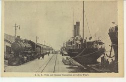 S.M.R. Train and Steamer Connection at Dairen Wharf.